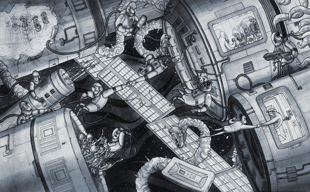 A Battle that never was - 2012 - Ink on Illustration Board (Restless Longboards commission) Took a whole month to make.
