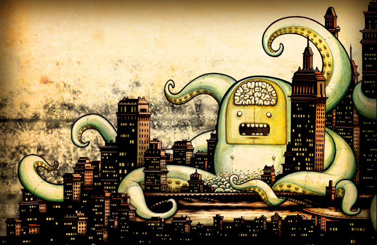 Monster in London - 2008 - Ink on Illustration board