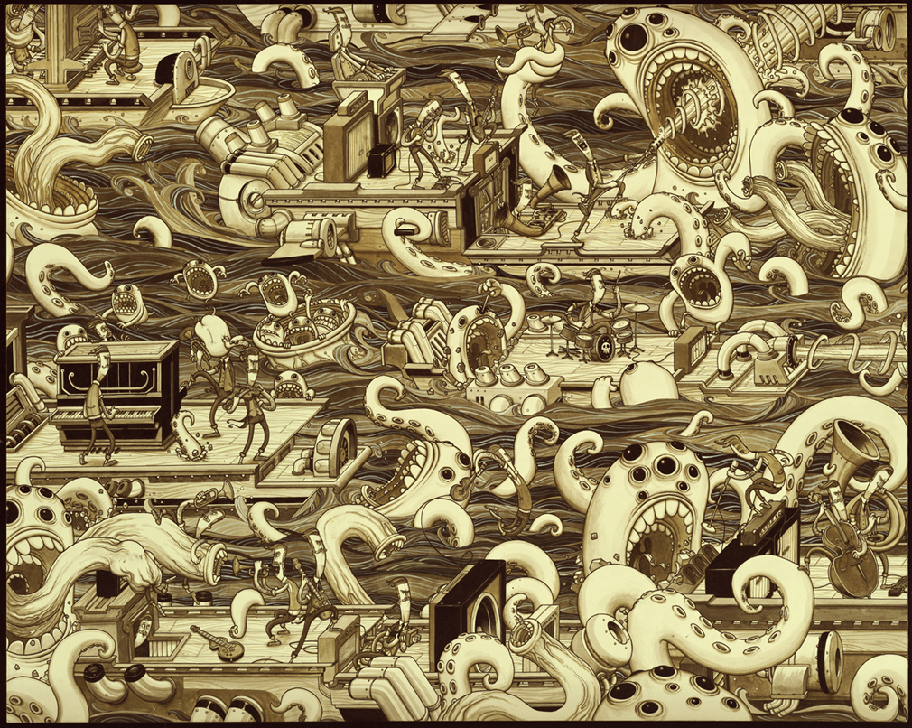 The Battle that never was - 2012 - Ink on Illustration Board (Restless Longboards commission) Took a whole month to make.