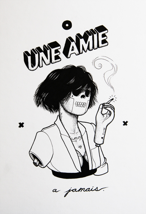 Une Amie - 2013 - Ink on illustration board