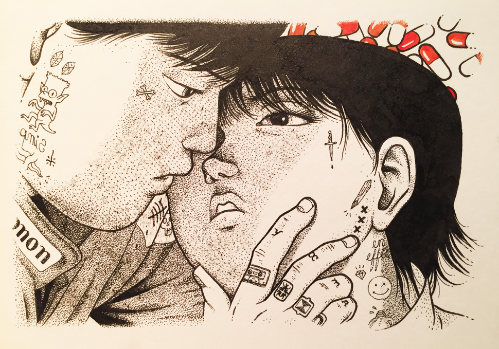 The Kiss - 2017 - Ink on illustration board